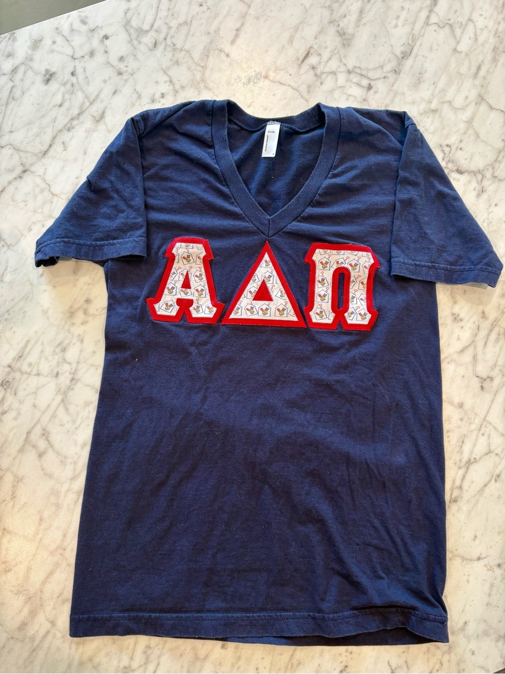 Ronald McDonald House ADPi Stitched Letters on Navy American Apparel T-Shirt